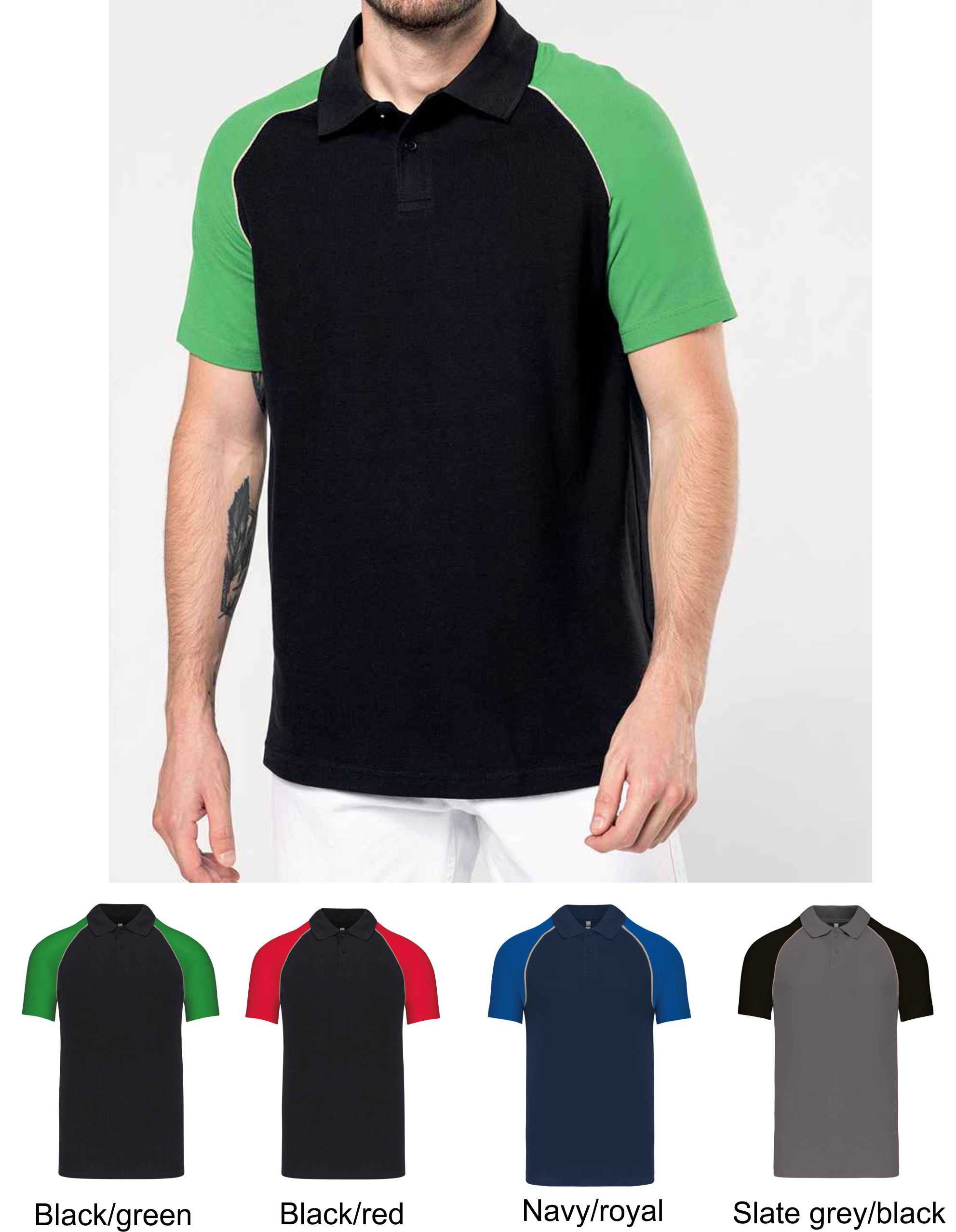 Kariban KB226 Mens Baseball Polo  Kariban KB226 Mens Baseball Polo